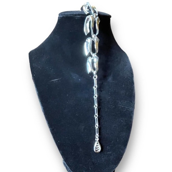 Coro VTG Silver Tone S Link Fashion Necklace Collar Chocker Signed 13 to 17 in - Picture 6 of 9